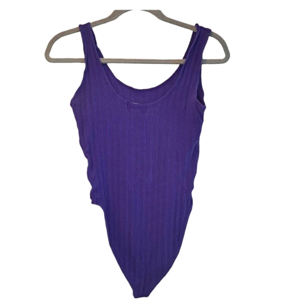 Betty Blue Ribbed Sleeveless Bodysuit Size Large - Picture 2 of 6